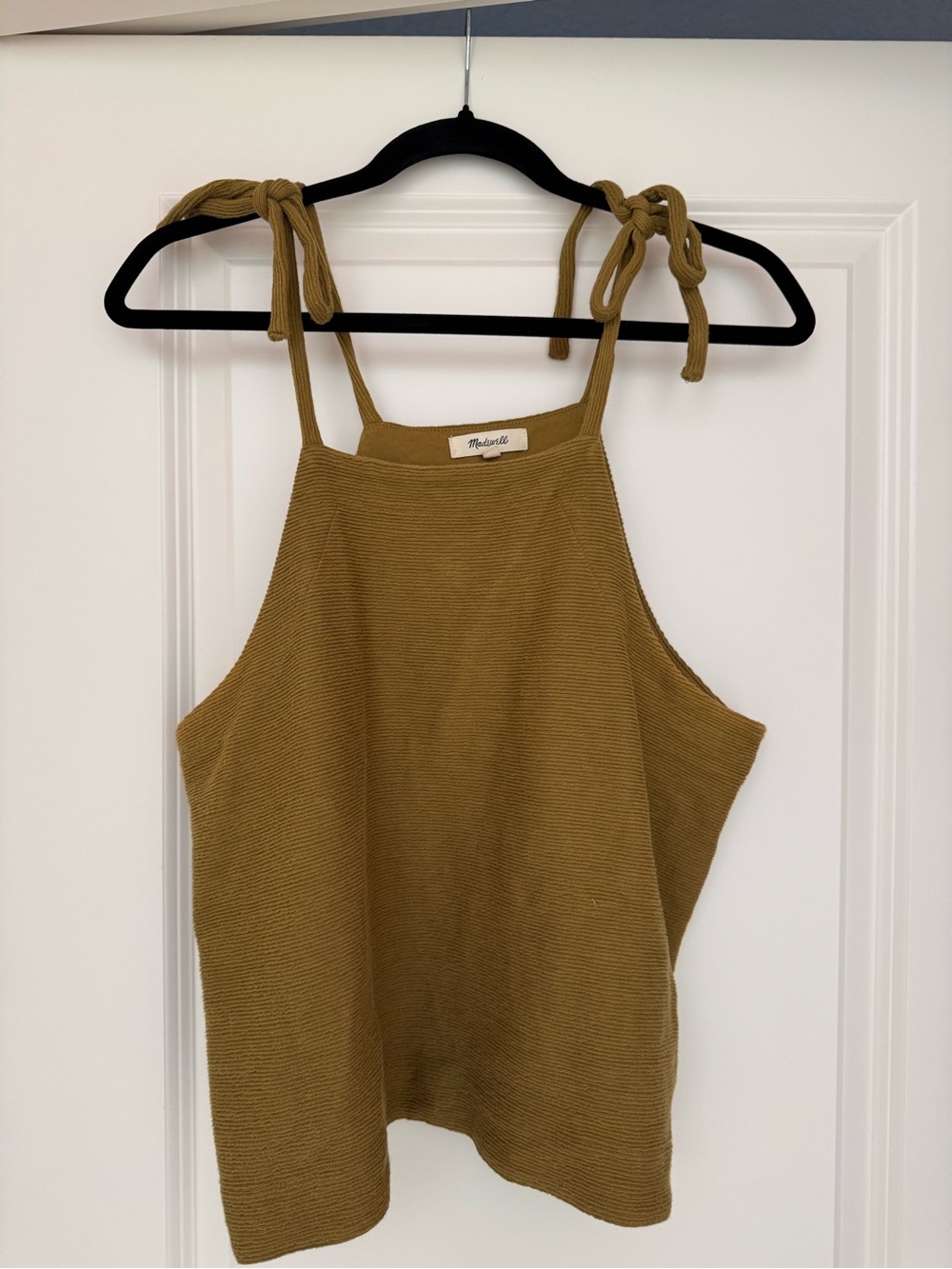 Madewell Knit Tie-Shoulder Tank in Olive Green